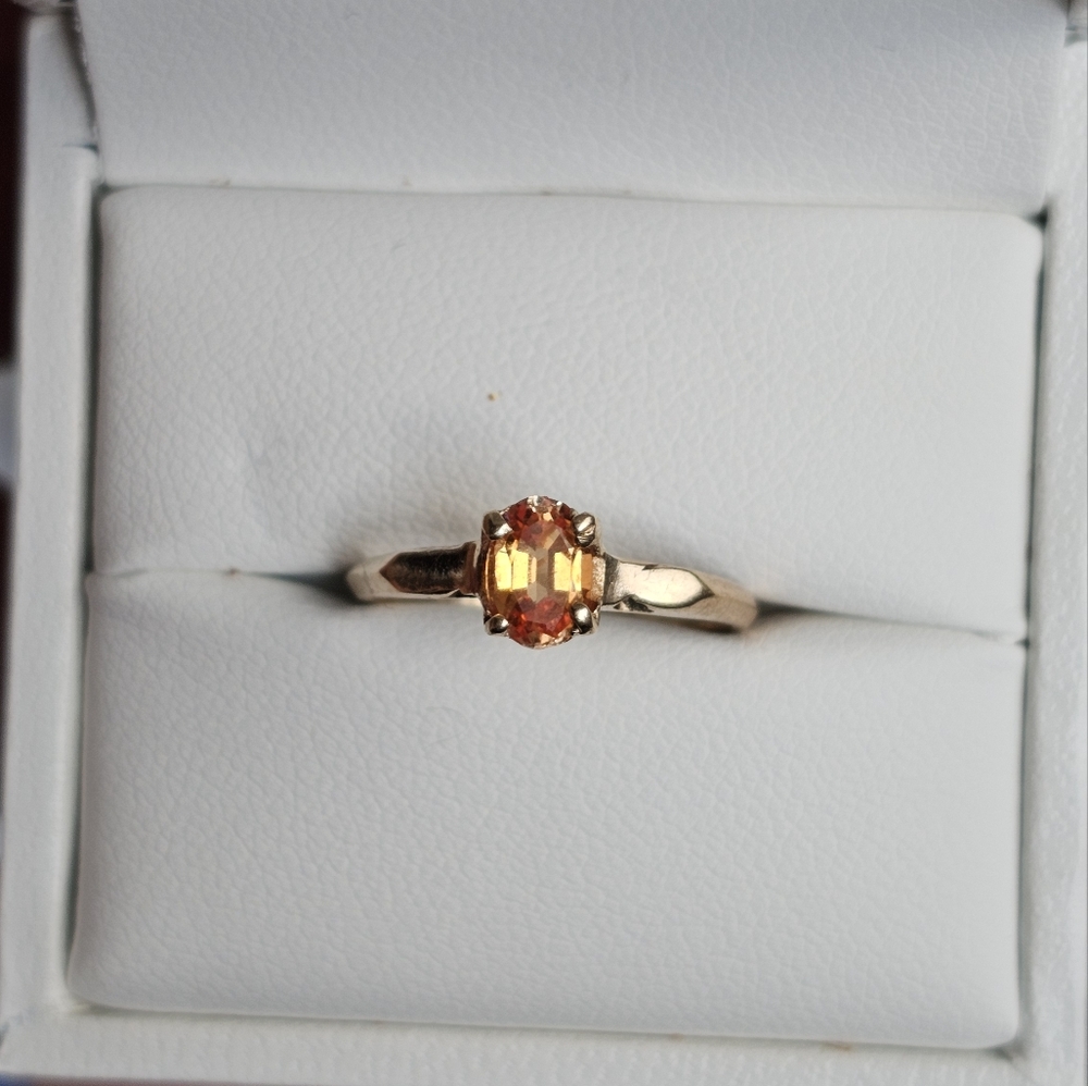 14k orange topaz ring size 6. Stamp not visible due to past sizing. Tested. Vint - Picture 5 of 7
